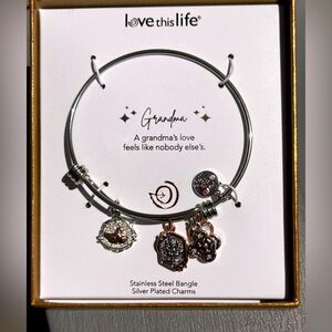 Silver Adjustable Grandma Charm Bracelet